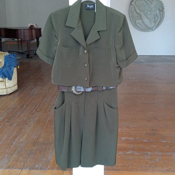 Radcliffe Pants - Radcliffe Olive green 3 piece looking romper